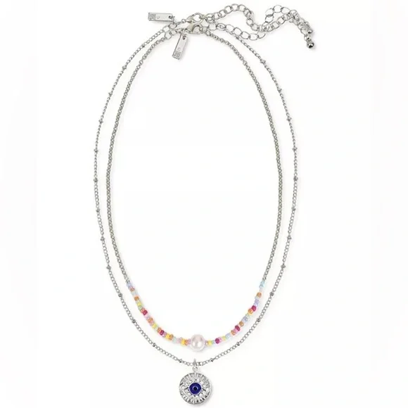 INC International Concepts Mixed Bead and Evil Eye Pendant Necklaces 2 Pc Set - Picture 1 of 11